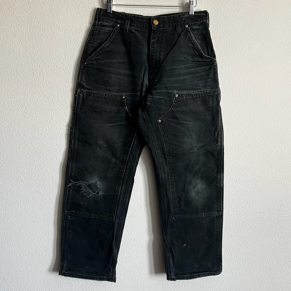 Carhartt B01 BLK faded black double knee work wear carpenter pants